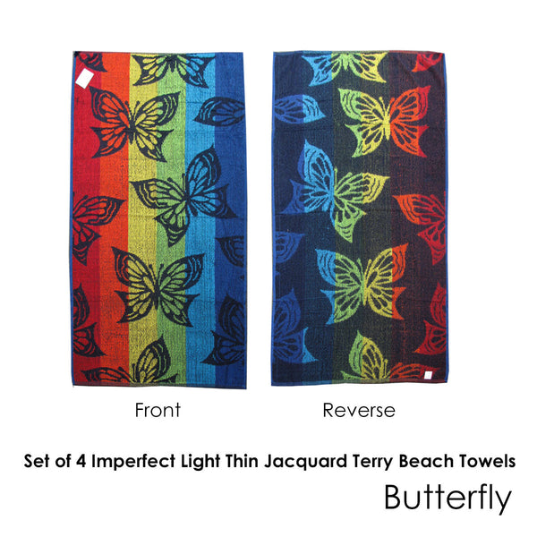 Set Of 4 Imperfect Terry Beach Towels Butterfly Towels & Washcloths
