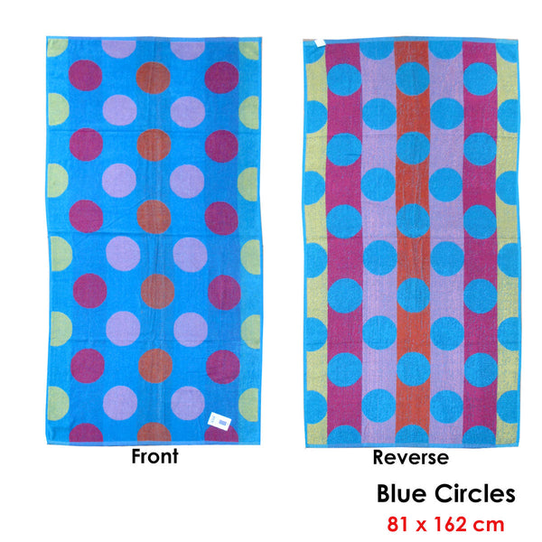 Velour Reversible Beach Towel Blue Circles Towels & Washcloths