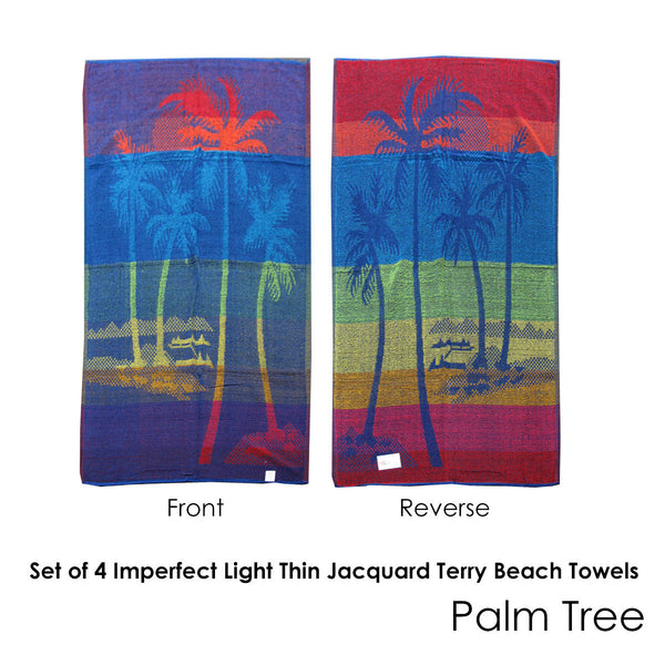 Set Of 4 Imperfect Terry Beach Towels Palm Tree Towels & Washcloths