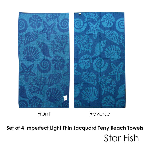 Set Of 4 Imperfect Terry Beach Towels Star Fish Towels & Washcloths