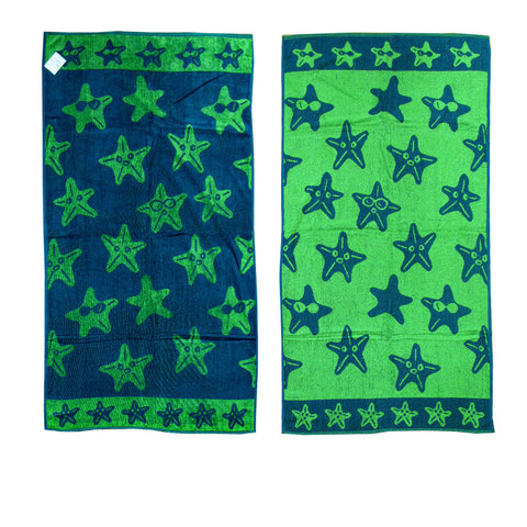 Velour Reversible Beach Towel Blue Stars Towels & Washcloths