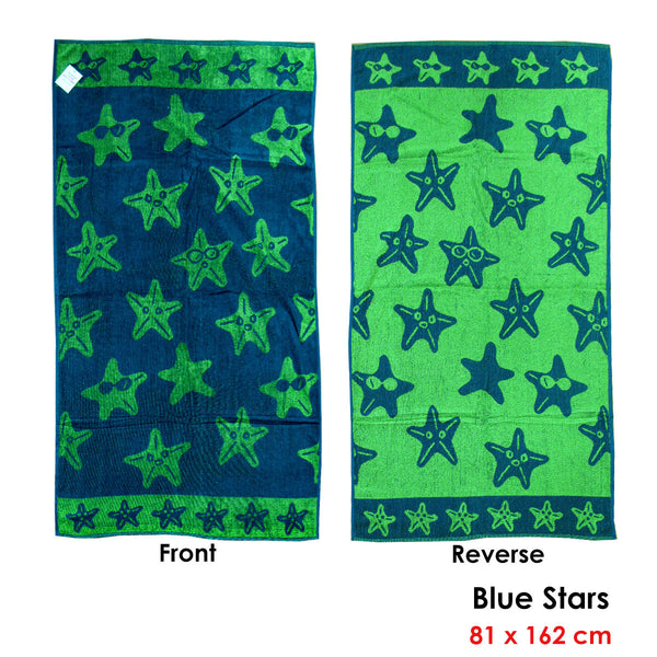 Velour Reversible Beach Towel Blue Stars Towels & Washcloths