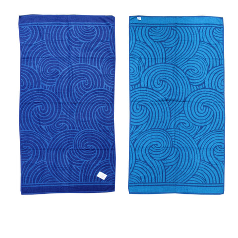 Jacquard Velour Reversible Beach Towel Blue Swirls