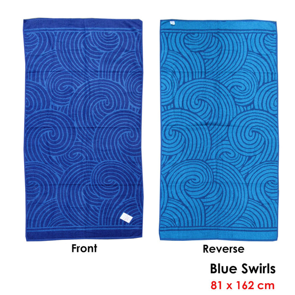 Velour Reversible Beach Towel Blue Swirls Towels & Washcloths