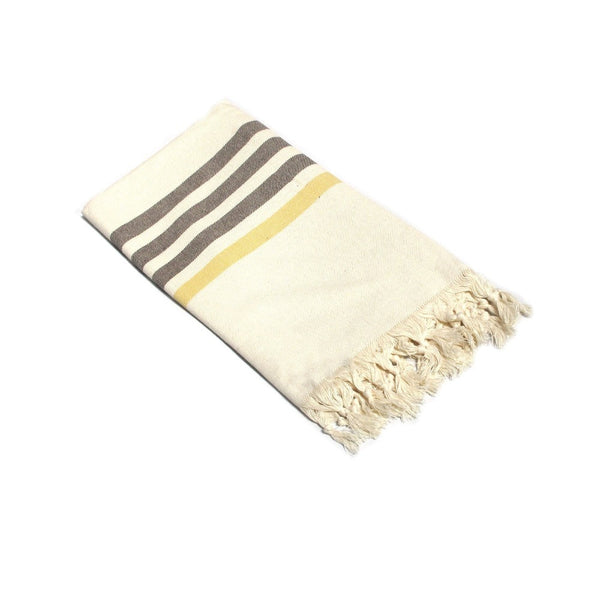 Fringe Turkish Towel Wide Stripes Black Taupe Towels & Washcloths