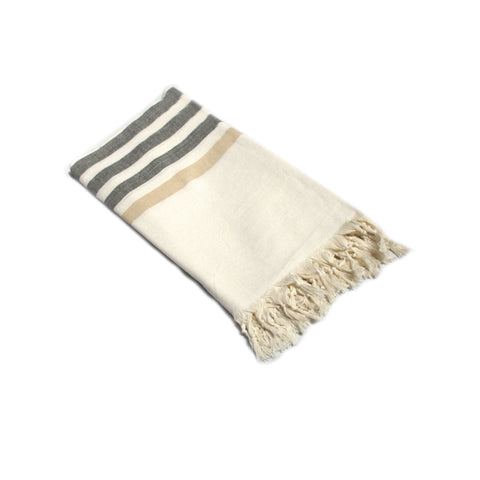 Fringe Turkish Towel Wide Stripes Black Taupe Towels & Washcloths