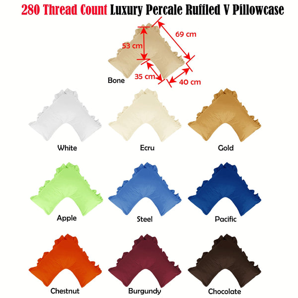 280Tc Luxury Percale Ruffled V Pillowcase Chocolate Pillow Cases
