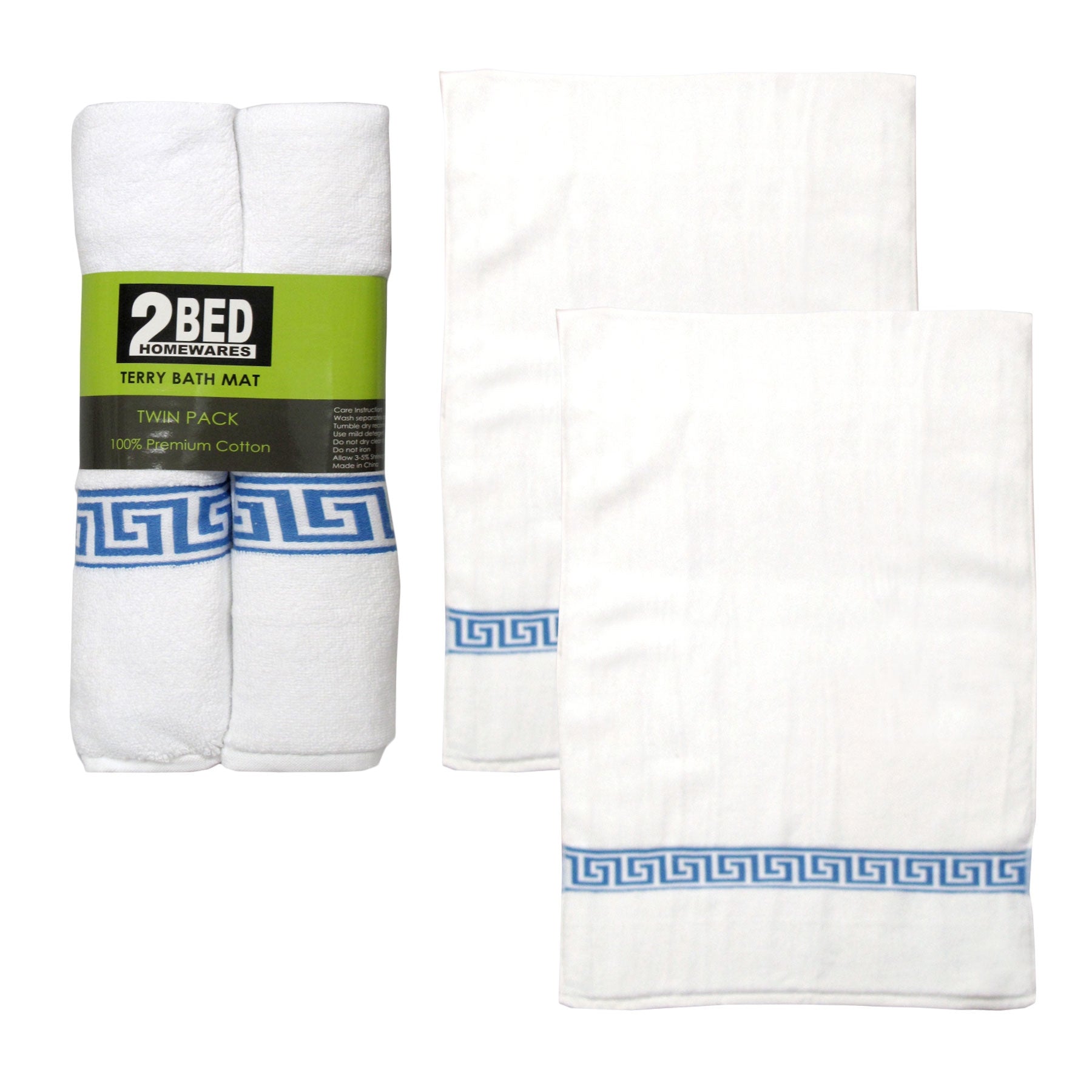 Set Of 2 Greek Key Bath Mats White Bath Mats Rugs & Toilet Covers