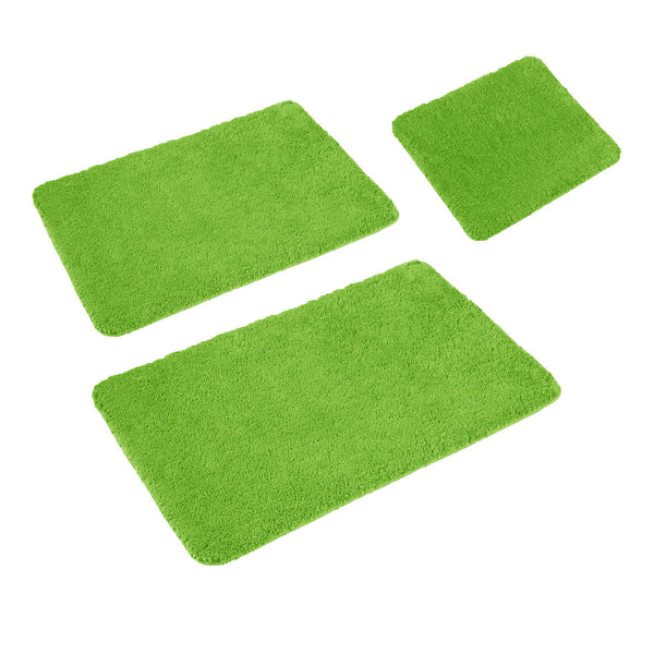 Sleim Set Of 3 Bath Mat Green Quilt Covers