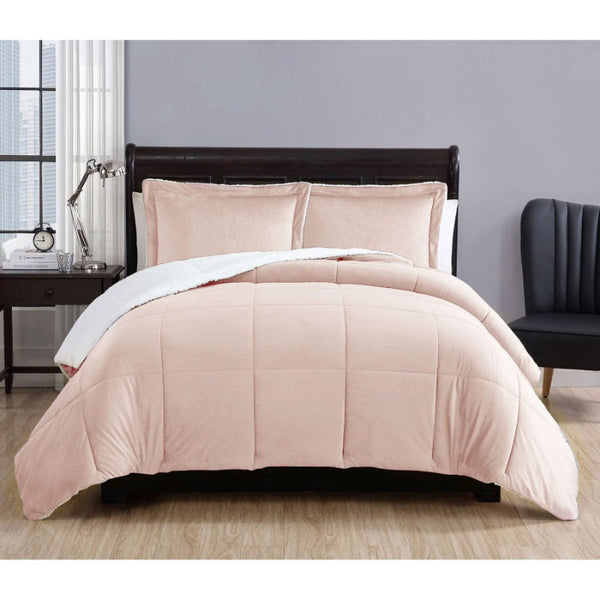 3 Piece Micro Mink Comforter Set Apricot Queen Comforter Sets Queen