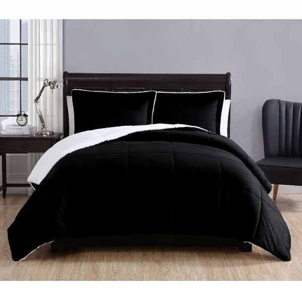 3 Piece Micro Mink Comforter Set Black Queen Comforter Sets Queen