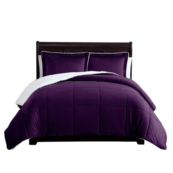 3 Piece Micro Mink Comforter Set Purple King King Comforter Sets