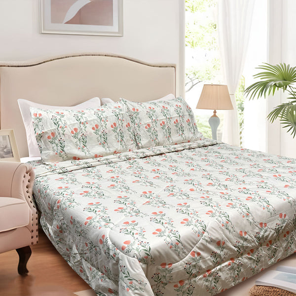 Hotel Living 3 Pce Light Weight Comforter Set Queen/King Corbett Floral Coral Comforter Sets Queen