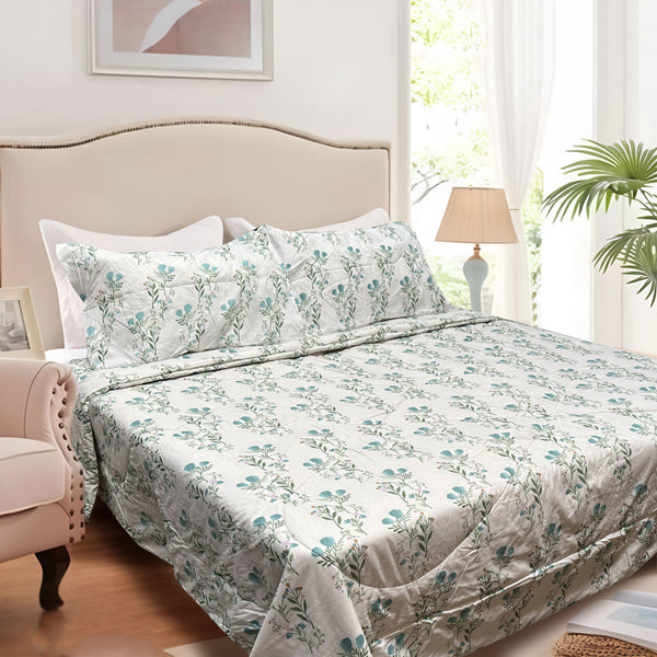 Hotel Living 3 Pce Light Weight Comforter Set Queen/King Corbett Floral Teal Comforter Sets Queen