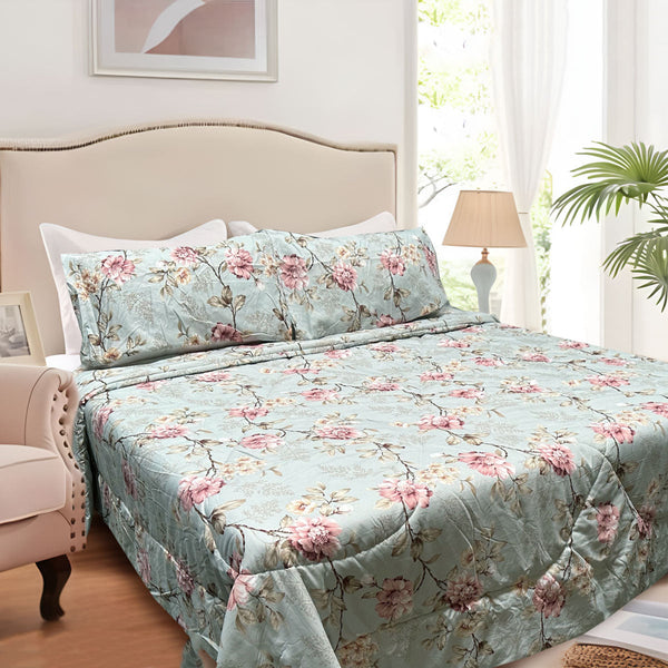 Hotel Living 3 Pce Light Weight Comforter Set Queen/King Corbett Floral Comforter Sets Queen