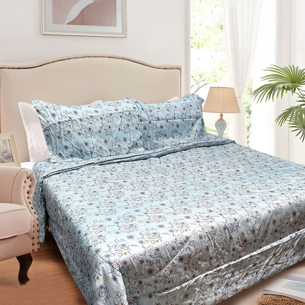 Hotel Living 3 Pce Light Weight Comforter Set Queen/King Corbett Floral Blue Comforter Sets Queen