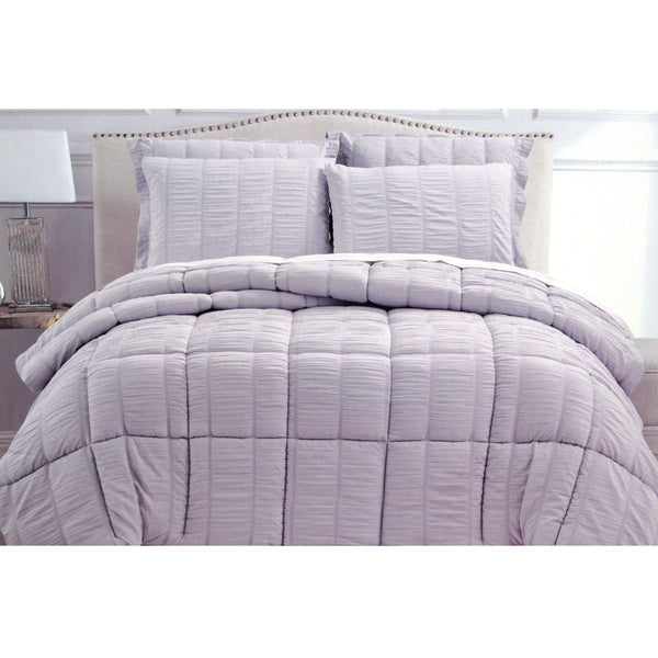 Hotel Living 3 Piece Seersucker Comforter Set Lilac Quilt Covers