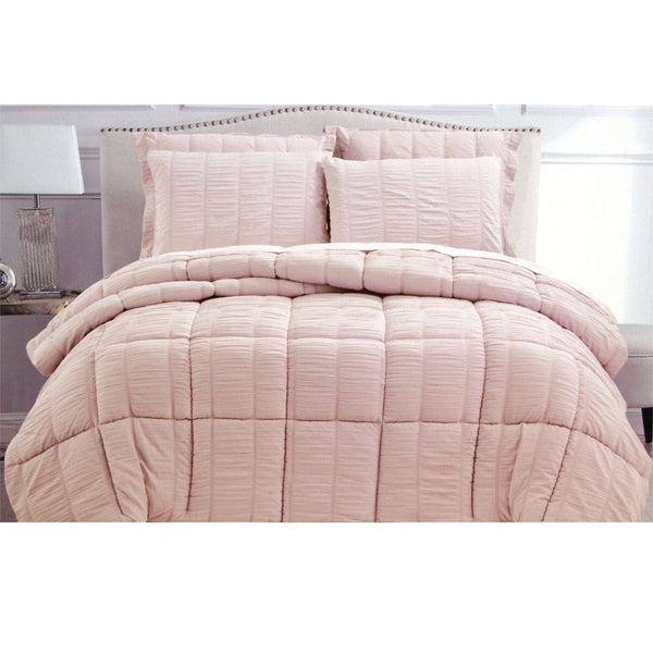 Hotel Living Seersucker Comforter Set King Light Pink King Comforter Sets