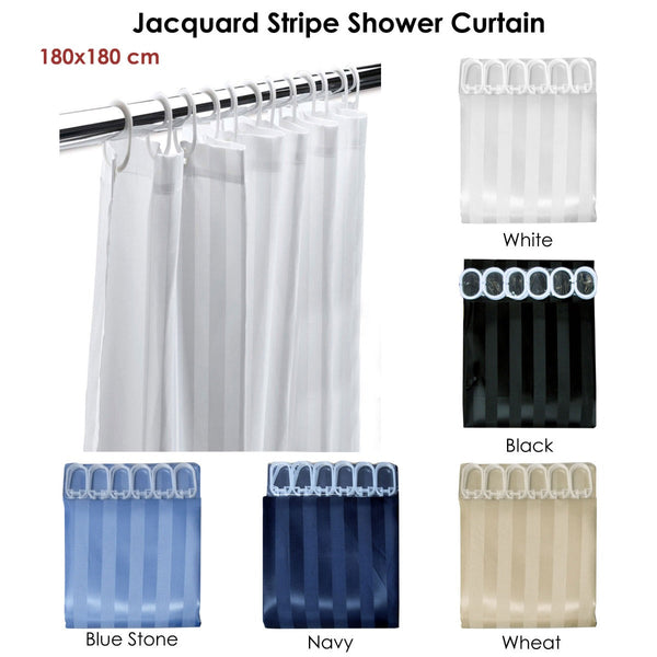 Jacquard Stripe Shower Curtain Black