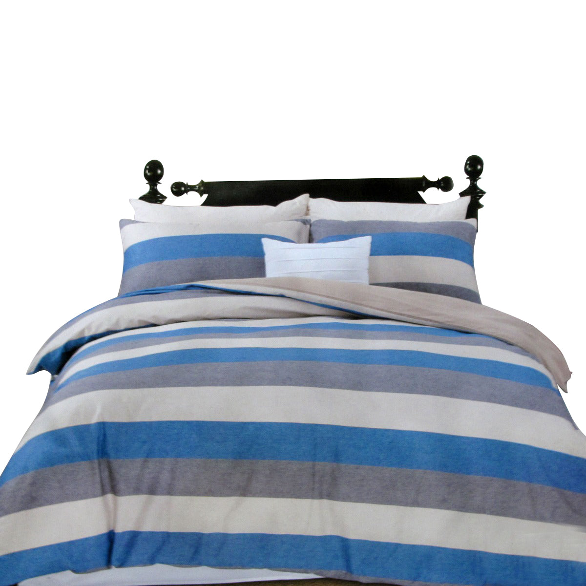 250Tc Cotton Reversible Quilt Cover Set Beachy Stripes Queen Quilt Covers