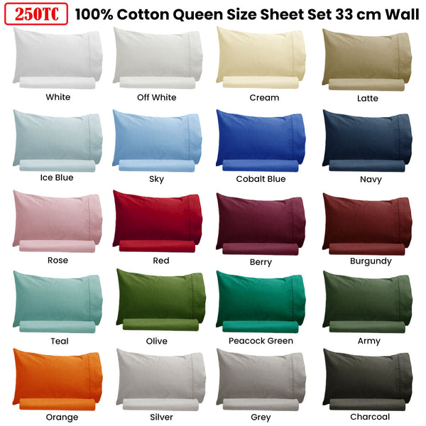 Artex 250Tc 100% Cotton Sheet Set Single Sheets
