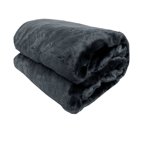 Titan Charcoal Faux Fur Throw Rug 127 X 152 Cm Throws & Afghans