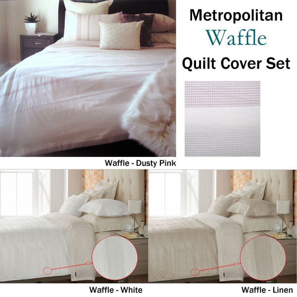 Metropolitan Waffle Quilt Cover Set Pink Queen Quilt Covers