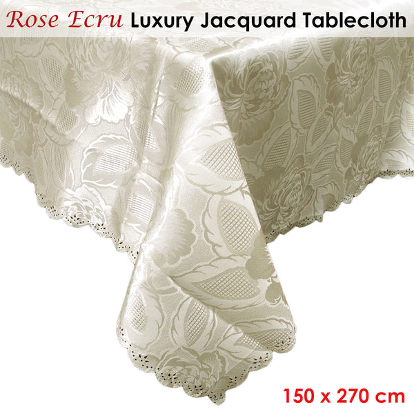 Rose Ecru Luxury Tablecloth 150 X 270 Cm Table Cloths