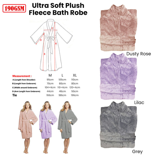 190Gsm Ultra Soft Plush Fleece Bath Robe