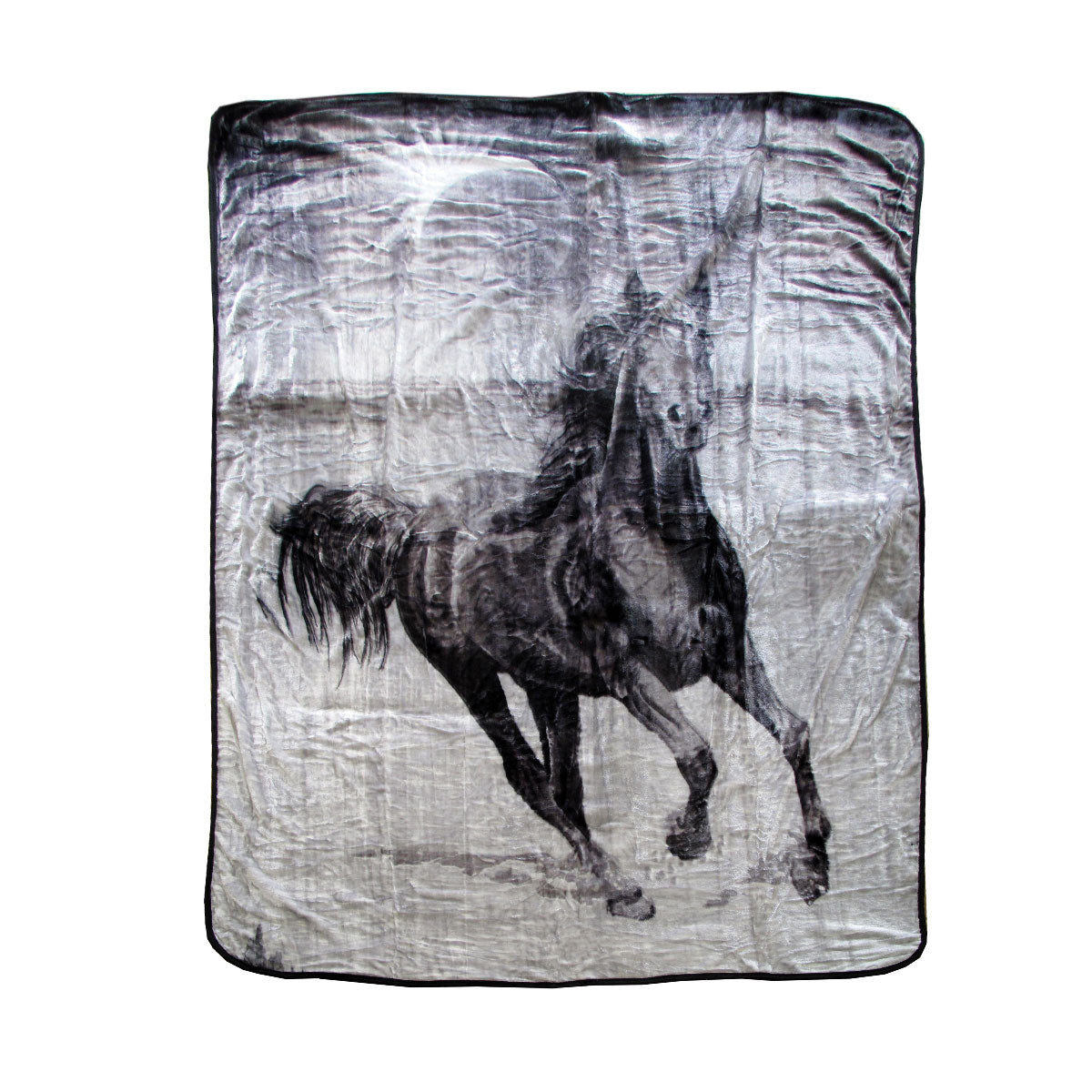 375Gsm 1 Ply 3D Print Faux Mink Blanket Queen 200X240 Cm Galloping Horse Blankets