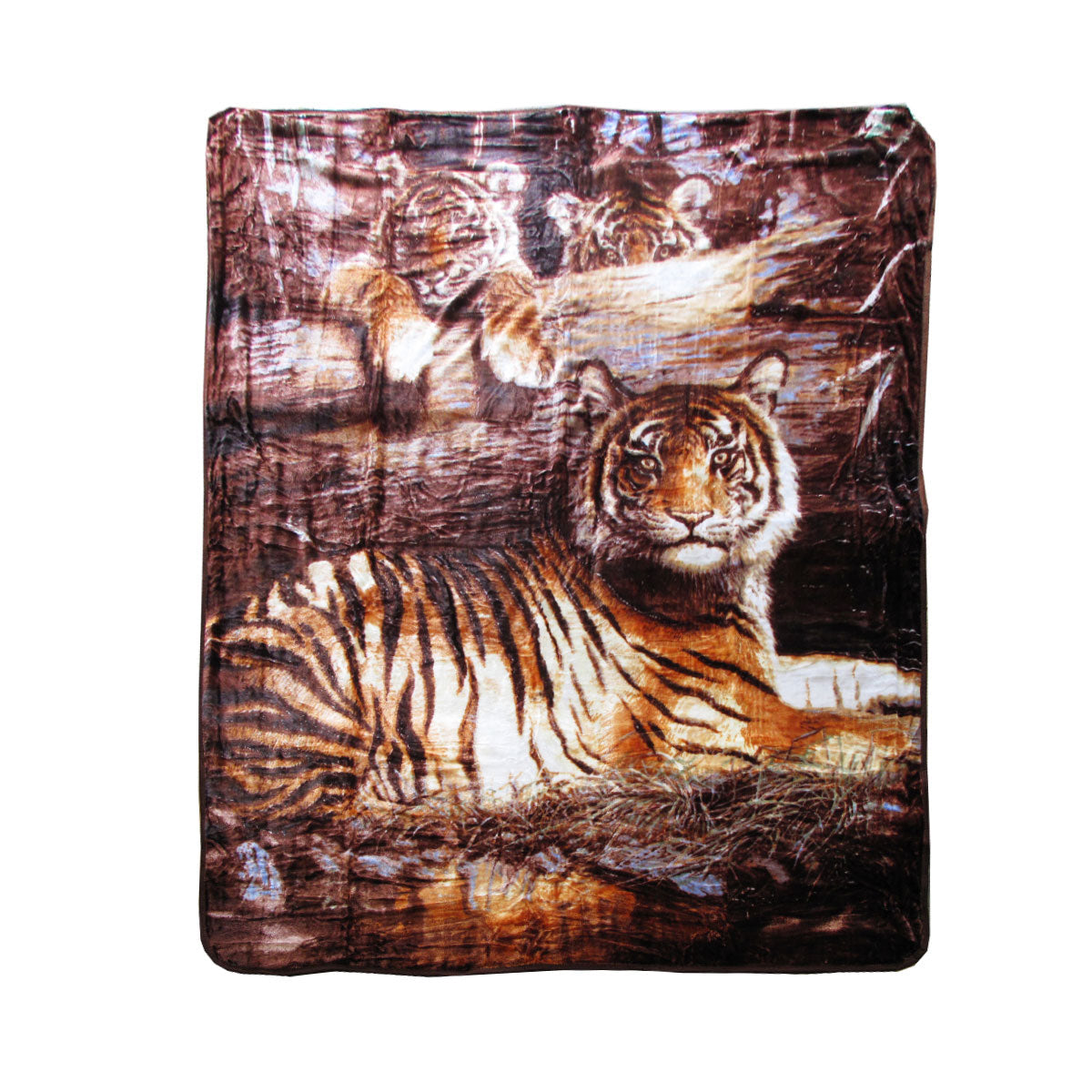375Gsm 1 Ply 3D Print Faux Mink Blanket Queen 200X240 Cm Tiger Family Blankets