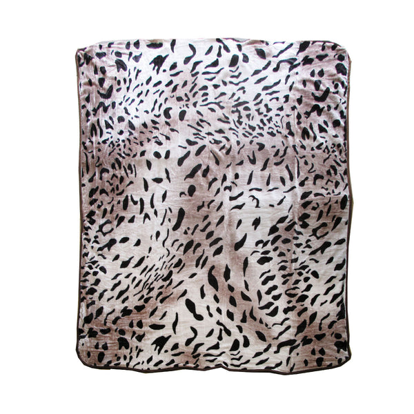 375Gsm 1 Ply Animal Print Faux Mink Blanket Queen 200X240 Cm Jaguar Blankets