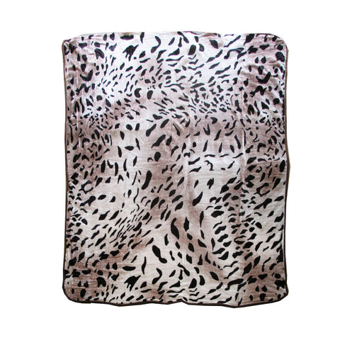 375Gsm 1 Ply Animal Print Faux Mink Blanket Queen 200X240 Cm Jaguar Blankets