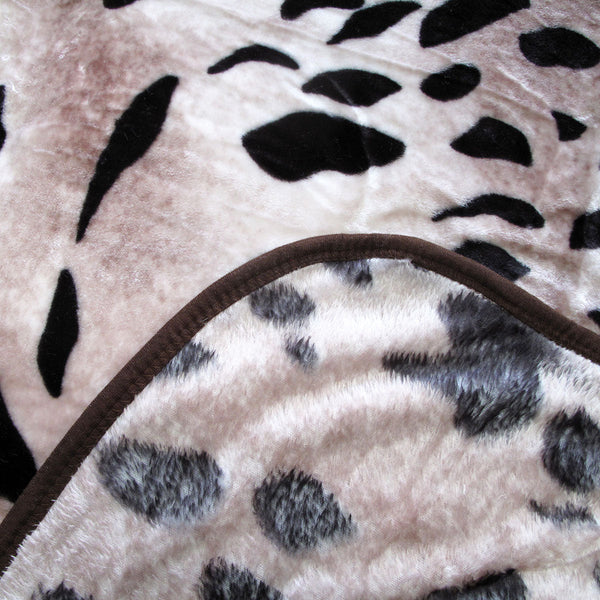 375Gsm 1 Ply Animal Print Faux Mink Blanket Queen 200X240 Cm Jaguar Blankets