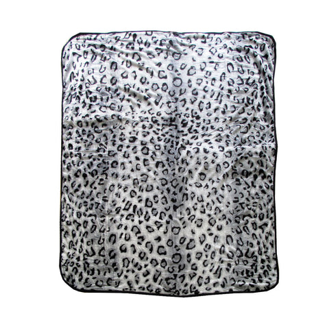 375Gsm 1 Ply Animal Print Faux Mink Blanket Queen 200X240 Cm Snow Leopard Blankets