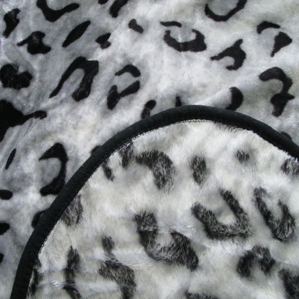375Gsm 1 Ply Animal Print Faux Mink Blanket Queen 200X240 Cm Snow Leopard Blankets