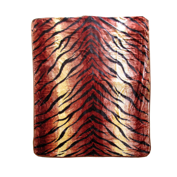 375Gsm 1 Ply Animal Print Faux Mink Blanket Queen 200X240 Cm Tiger Blankets