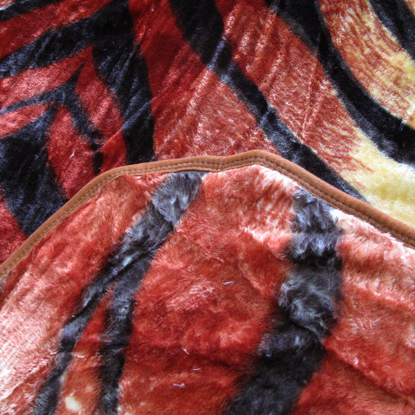 375Gsm 1 Ply Animal Print Faux Mink Blanket Queen 200X240 Cm Tiger Blankets