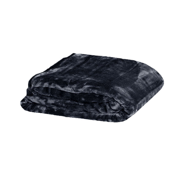 375Gsm 1 Ply Solid Faux Mink Blanket Queen 200X240 Cm Charcoal Blankets