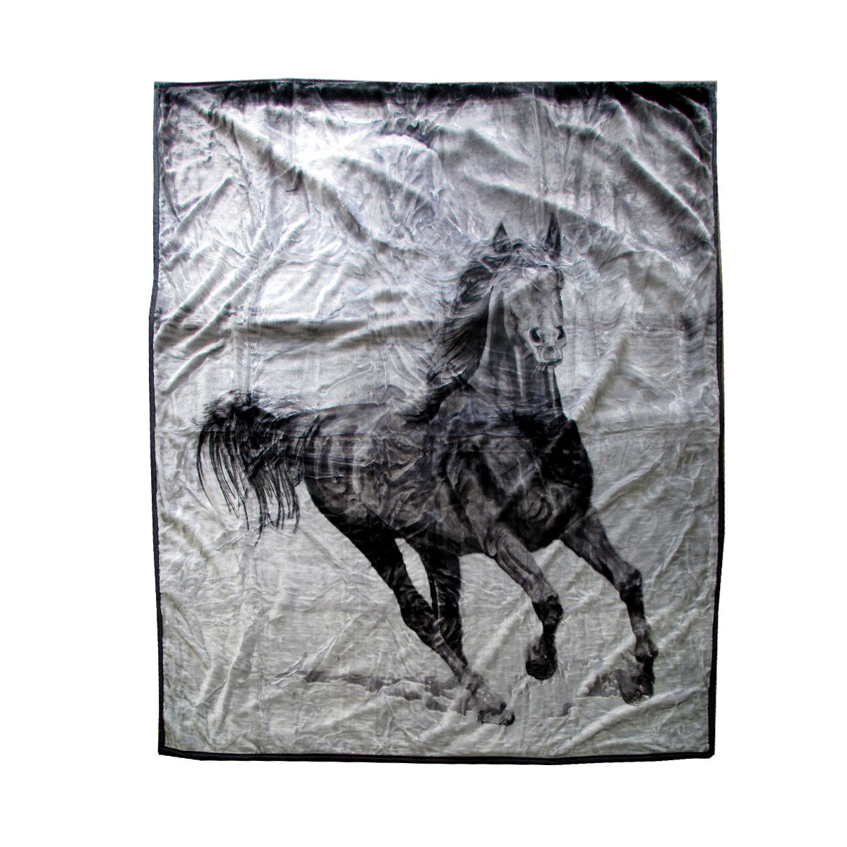 675Gsm 2 Ply 3D Print Faux Mink Blanket Queen 200X240 Cm Galloping Horse Blankets