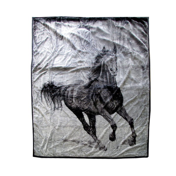 675Gsm 2 Ply 3D Print Faux Mink Blanket Queen 200X240 Cm Galloping Horse Blankets