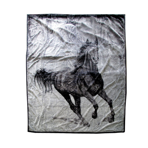 675Gsm 2 Ply 3D Print Faux Mink Blanket Queen 200X240 Cm Galloping Horse Blankets
