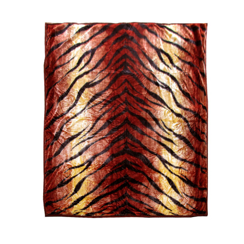 675Gsm 2 Ply Animal Print Faux Mink Blanket Queen 200X240 Cm Tiger Blankets
