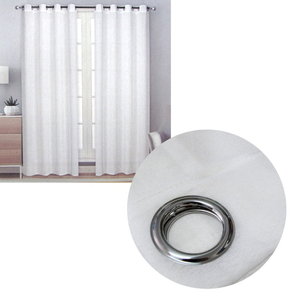 Pair Of Solid Colour Sheer Eyelet Curtains 137 X 213 Cm Black Curtains & Drapes