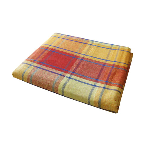 Cotton Plaid Checks Oblong Table Cloth Yellow 130 X 180Cm