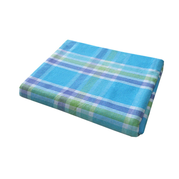 Cotton Plaid Checks Oblong Table Cloth Blue 150 X 230Cm Table Cloths