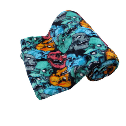 190Gsm Boys Cool Ultra Soft Coral Fleece Throw 127 X 152Cm Screaming Skulls Throws & Afghans