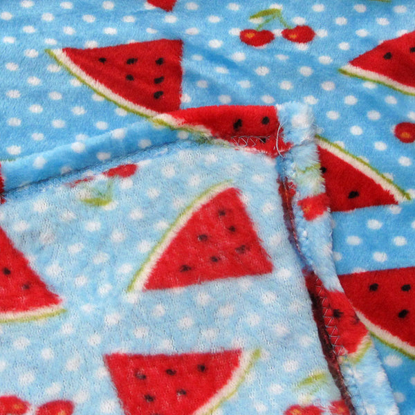 190Gsm Girls Cute Ultra Soft Coral Fleece Throw 127 X 152Cm Watermelon & Cherries Throws & Afghans