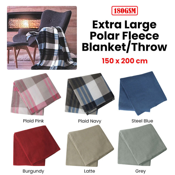 180Gsm Extra Large Polar Fleece Throw Blanket 150 X 200Cm Blankets