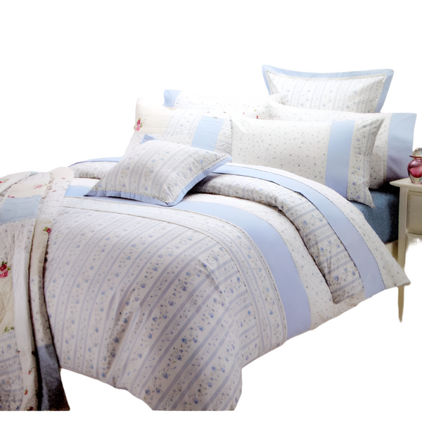 Belmondo 225Tc Ashby Rose Blue Quilt Cover Set King Quilt Covers